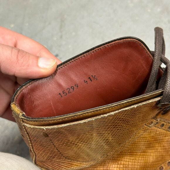 Magnanni "Daroca" Brogue Wing Tip Boot Calf Leather Brown 41.5 8.5 US - Picture 7 of 8